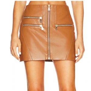 Kendale Front Zip Leather Mini Skirt